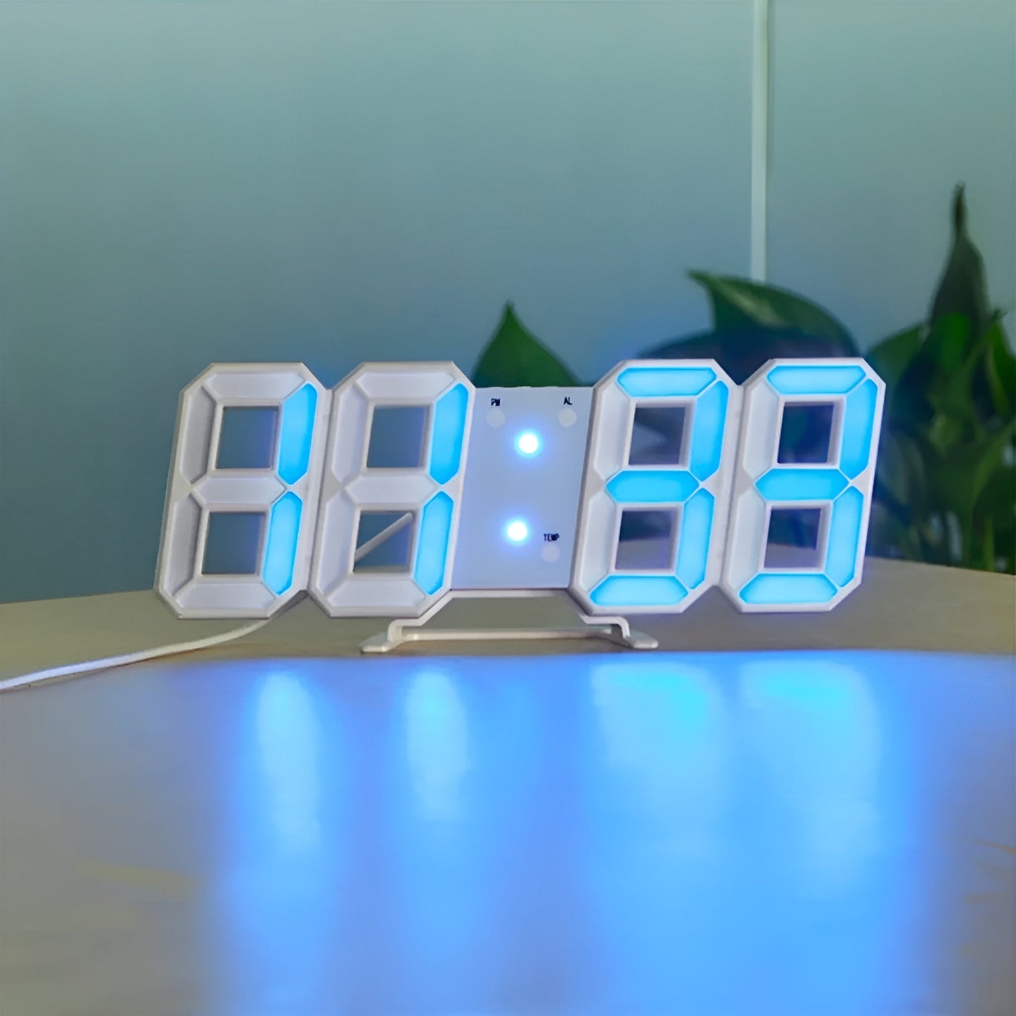 Modern 3D LED Digital Wall Clock with Temperature, Date & Alarm