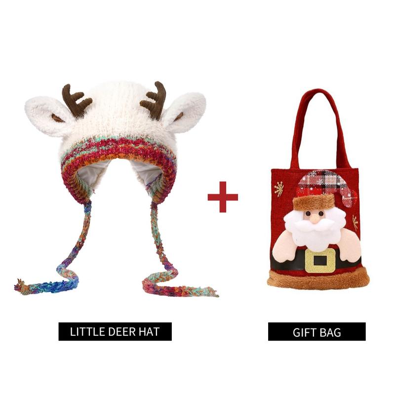 Festive Christmas Antler Knit Hat – Warm, Windproof & One Size Fits All