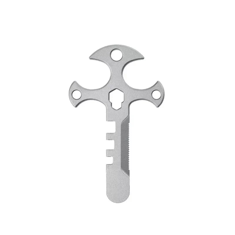 BowLift | Titanium Cross Multi-Tool Keychain - Portable Pry Bar, Bottle Opener & Serrated Necklace