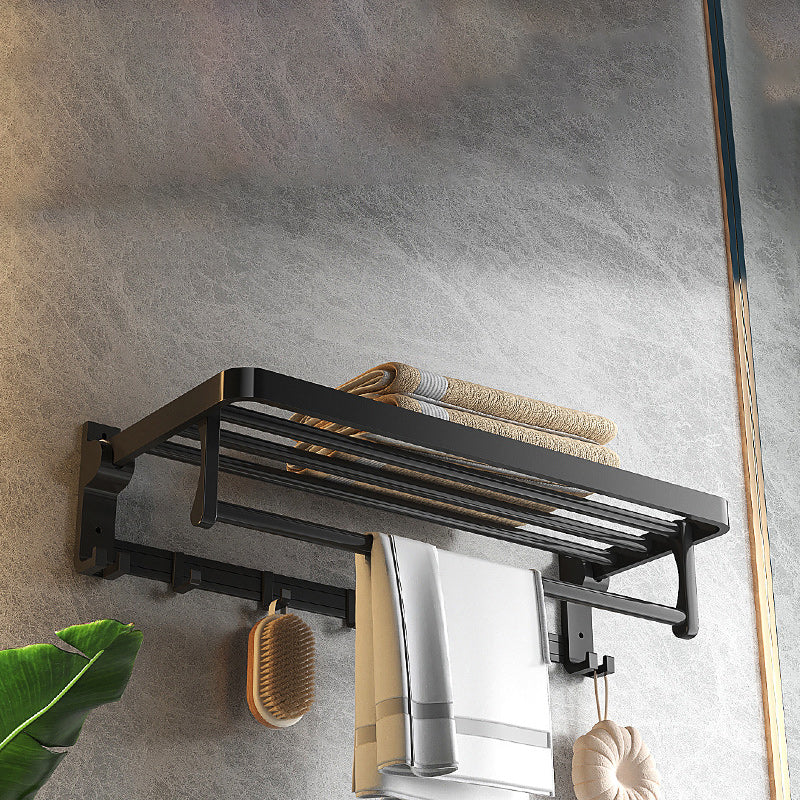BowLift | Modern Matte Black Bathroom Accessory Set with Bath Shelf/Towel Hooks/Towel Bar