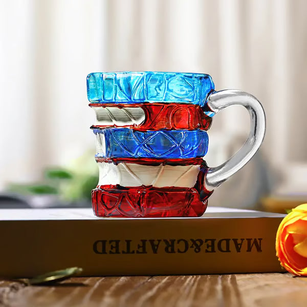 Innovative 3D Painting Book Coffee Cup, Unique Stacked Book Mug, Perfect Gift for Literature Lovers, Creative Colorful Book Gift