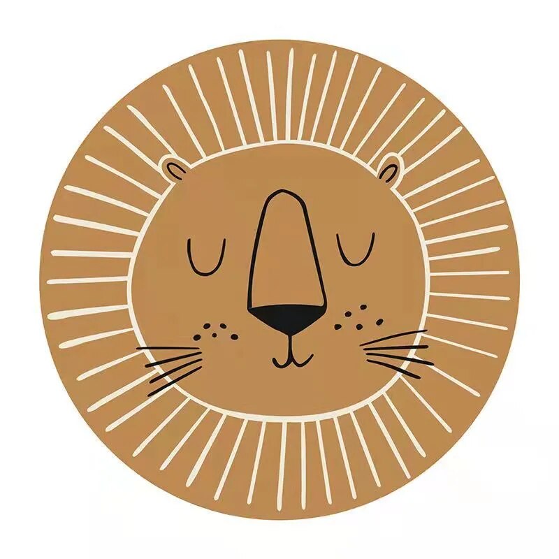 BowLift | Round Lion Rug for Kids Soft Polyester Carpet 80cm 100cm 120cm