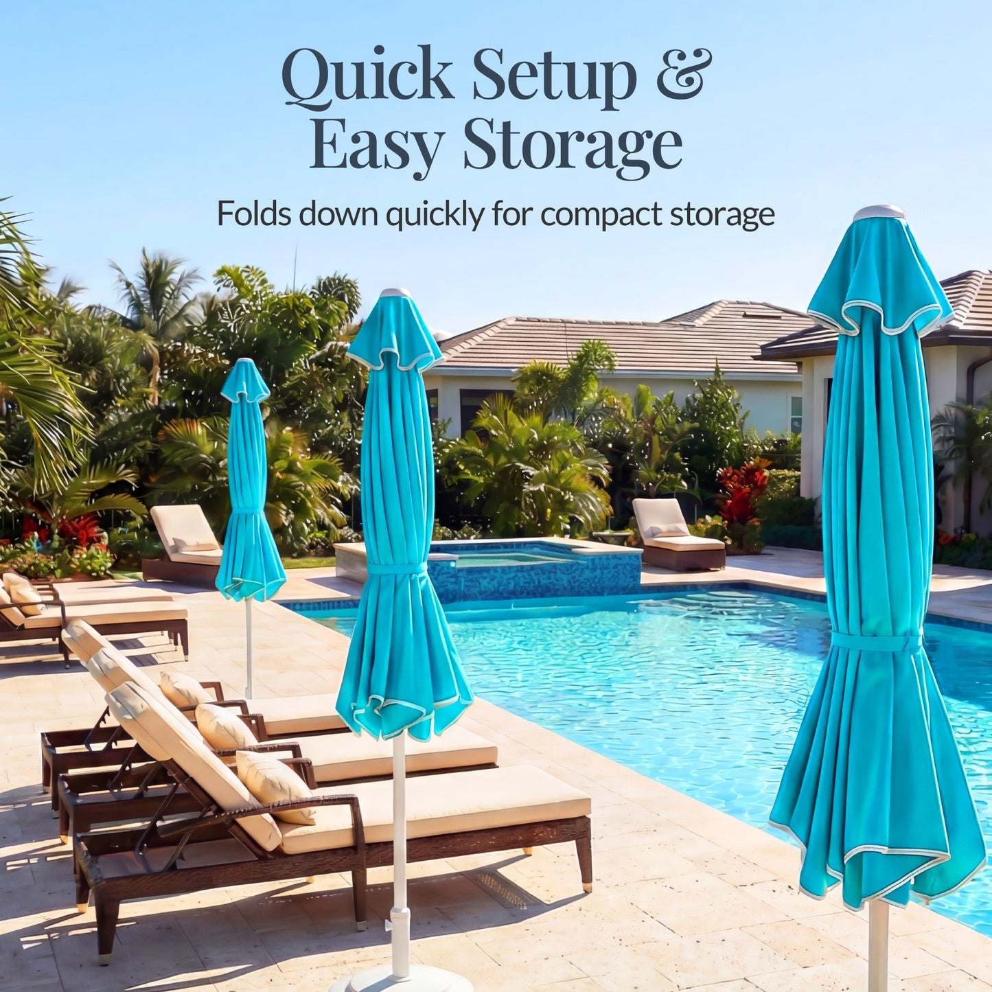 7.5ft Patio Market Umbrella,Wavy Trim, UV-Fade-Resistant, Crank & Tilt