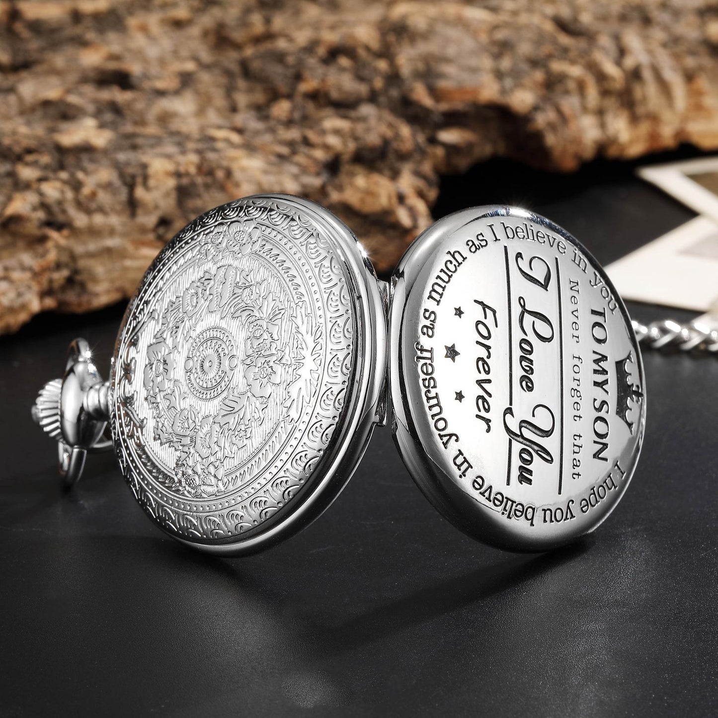 To My Son Quartz Pocket Chain Watch