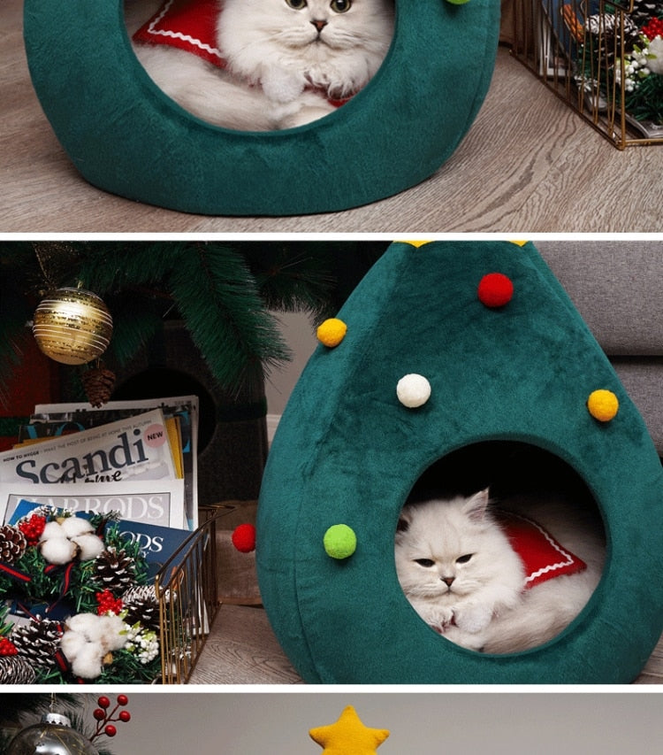Christmas Tree Cat Bed - FestivePurr Bowlift
