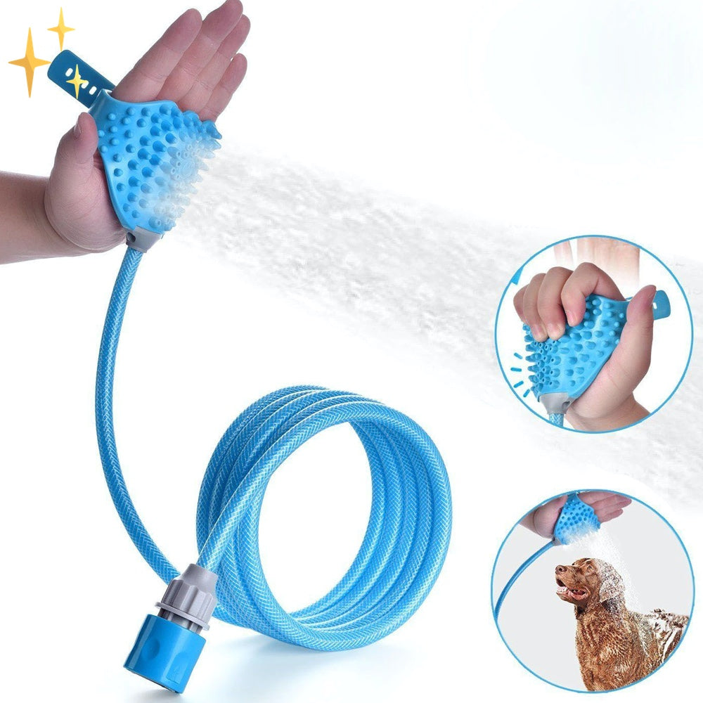 Dog Shower Glove with Brush and Garden Hose in One - AquaPaw Bowlift