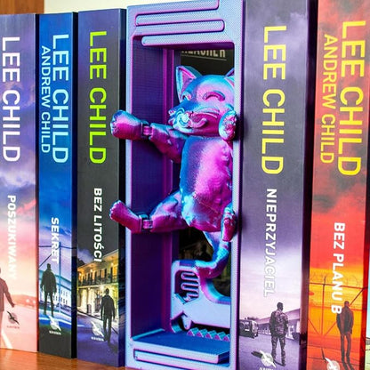 😺Fun Muscle Cat Adjustable Book Corner Sculpture