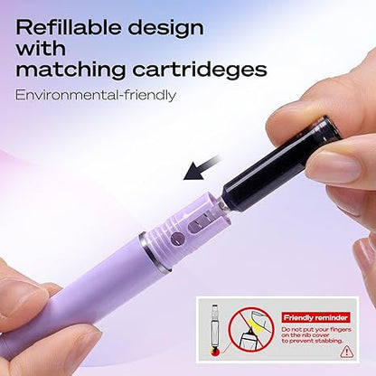 Retractable Fine Nib Pens Set Includes 5 Ink Cartridges