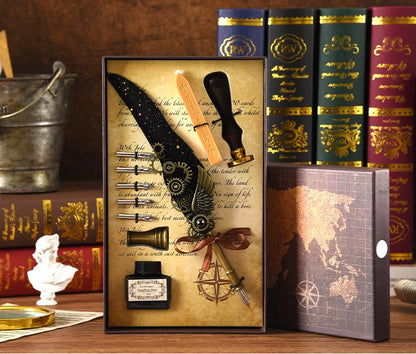 🖋️Retro Feather Old -style Calligraphy Writing Ink Pen Kit