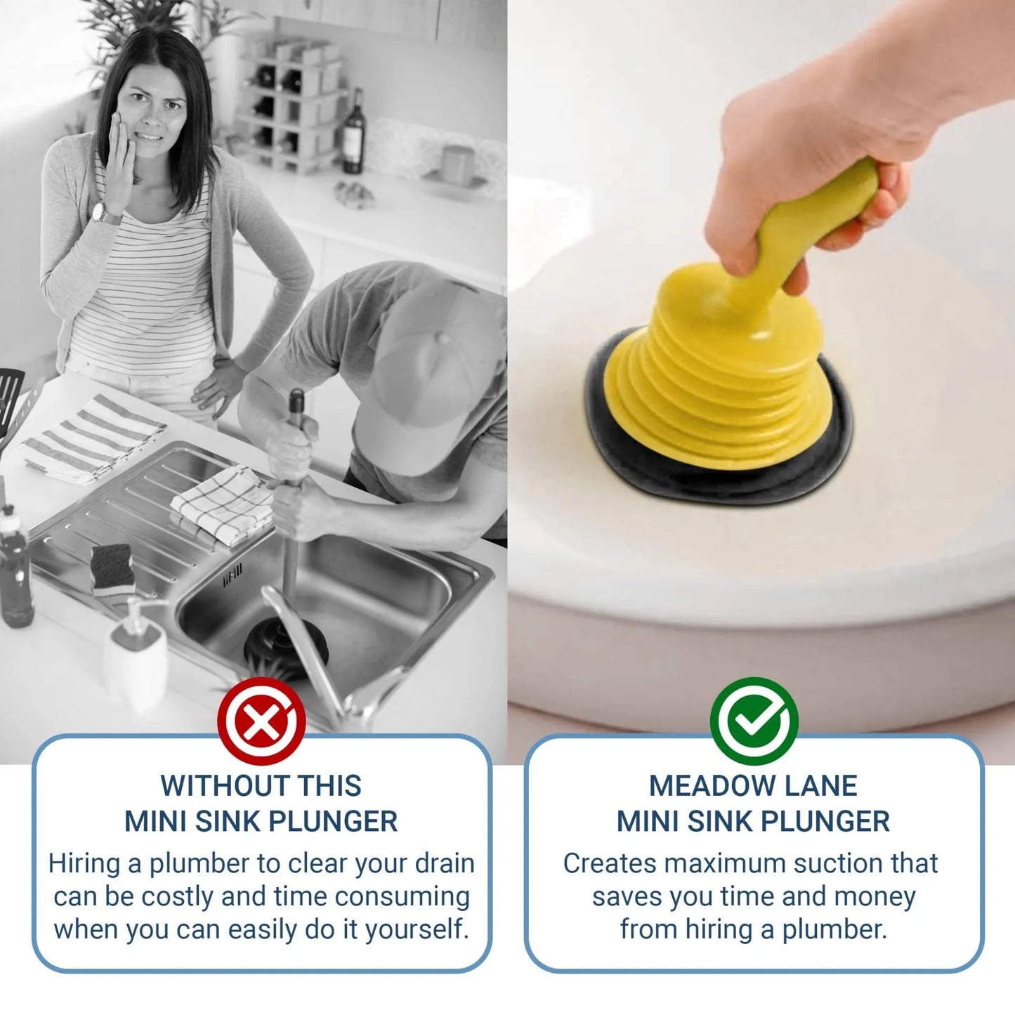 40% OFF🔥Small Sink Plunger for Kitchen & Bathroom Sink Drains