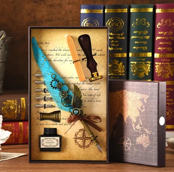 🖋️Retro Feather Old -style Calligraphy Writing Ink Pen Kit