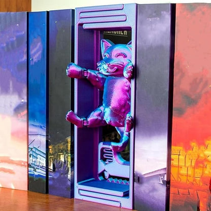 😺Fun Muscle Cat Adjustable Book Corner Sculpture