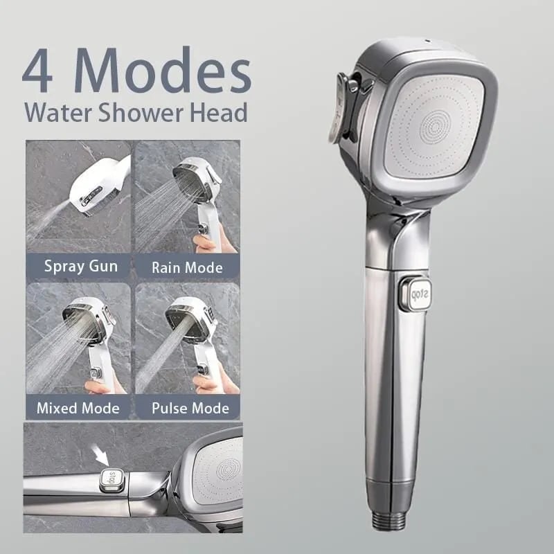 🚿4-mode Handheld Pressurized Shower Head with Pause Switch
