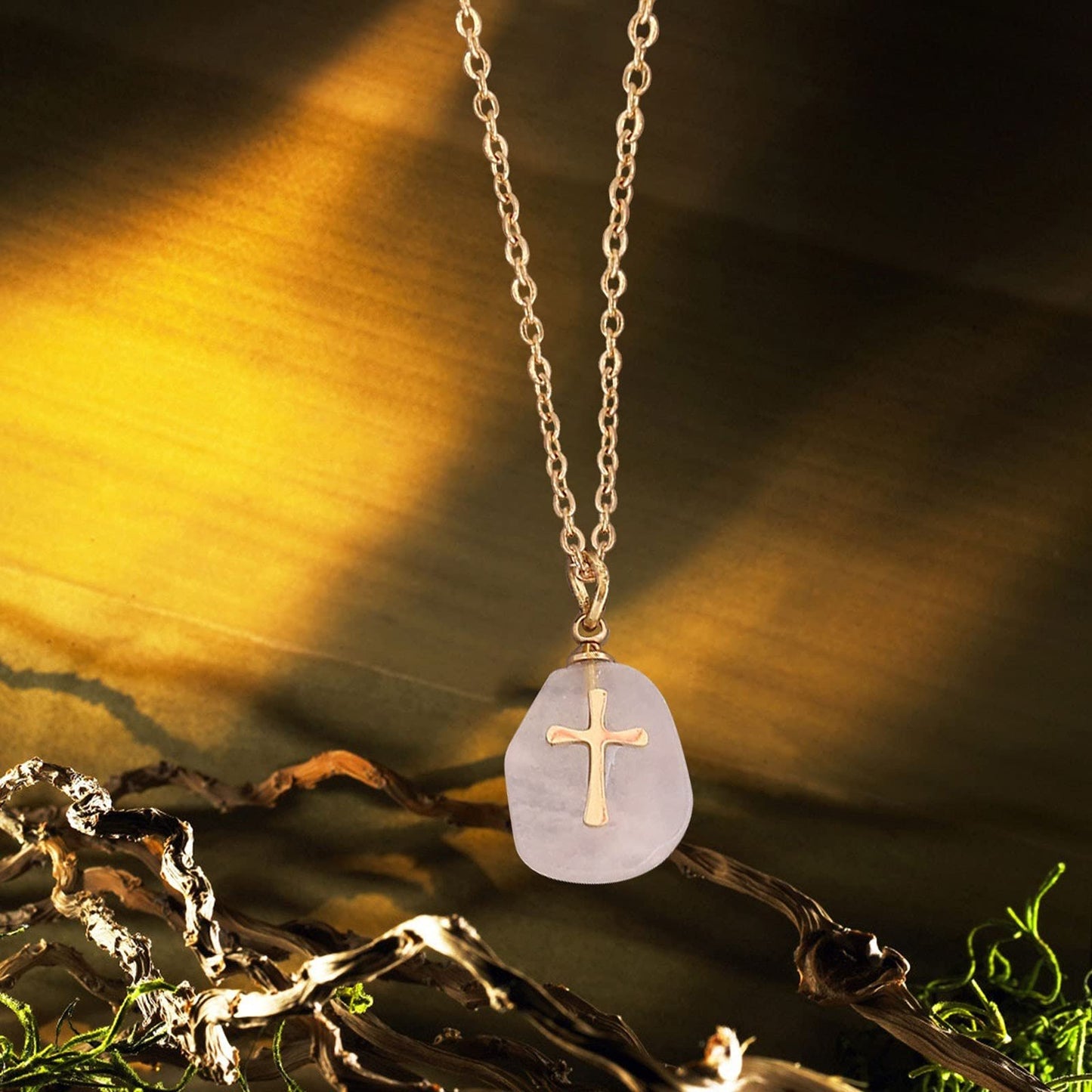 Amethyst Gold Cross Necklace