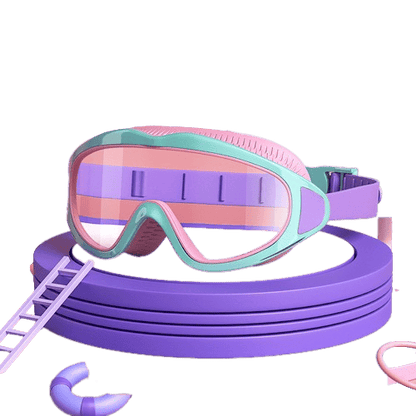 🔥HD children's large frame waterproof and anti-fog swimming goggles