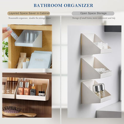 Adhesive Wall Mounted Storage Organizer, Non-Drilling Hanging Storage Tray