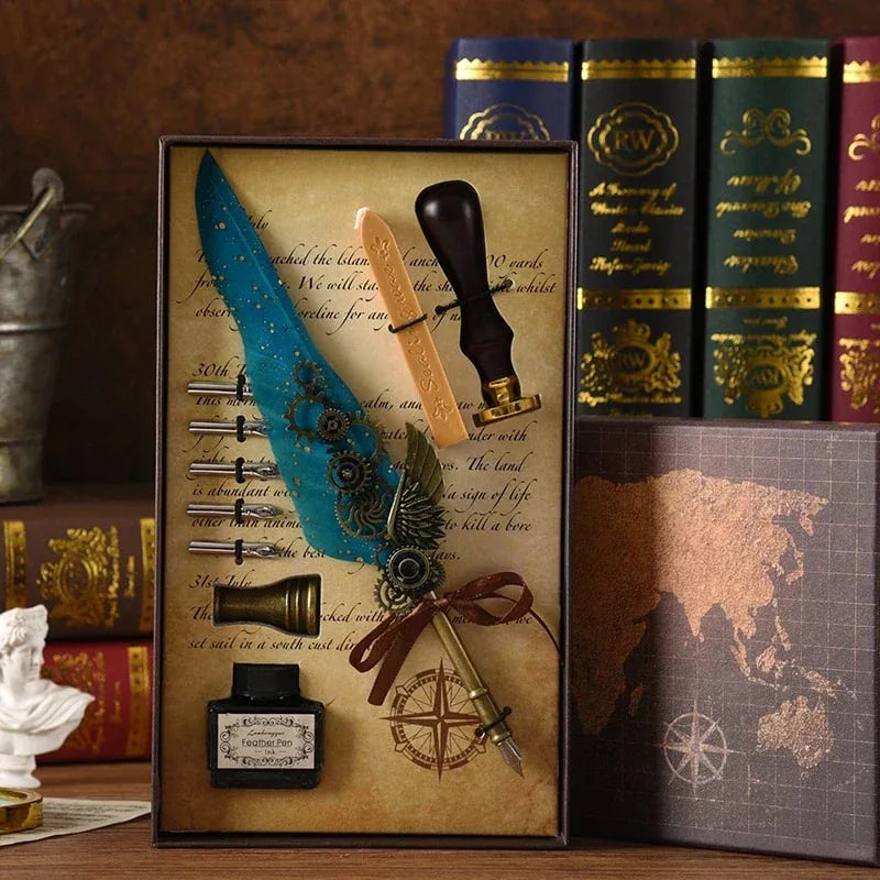 🖋️Retro Feather Old -style Calligraphy Writing Ink Pen Kit