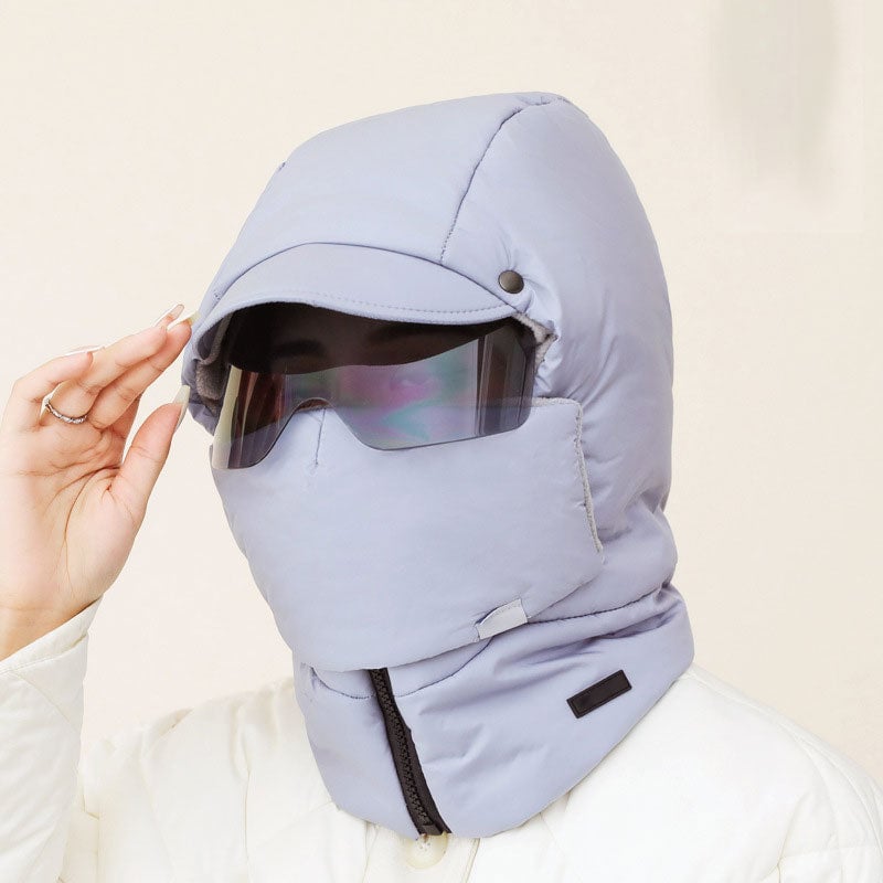 Windproof full face mask with goggles for outdoor cycling