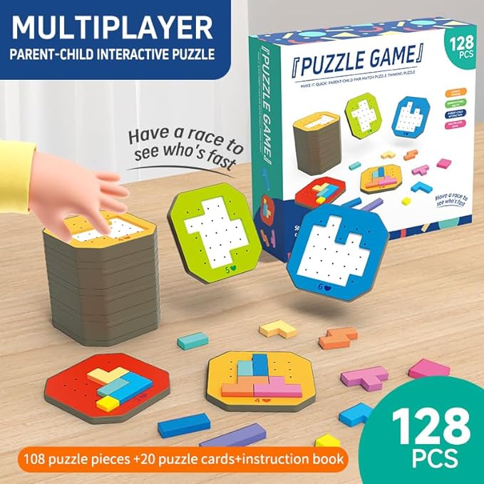 128Pcs Colorful Block Jigsaw Puzzle Game-1