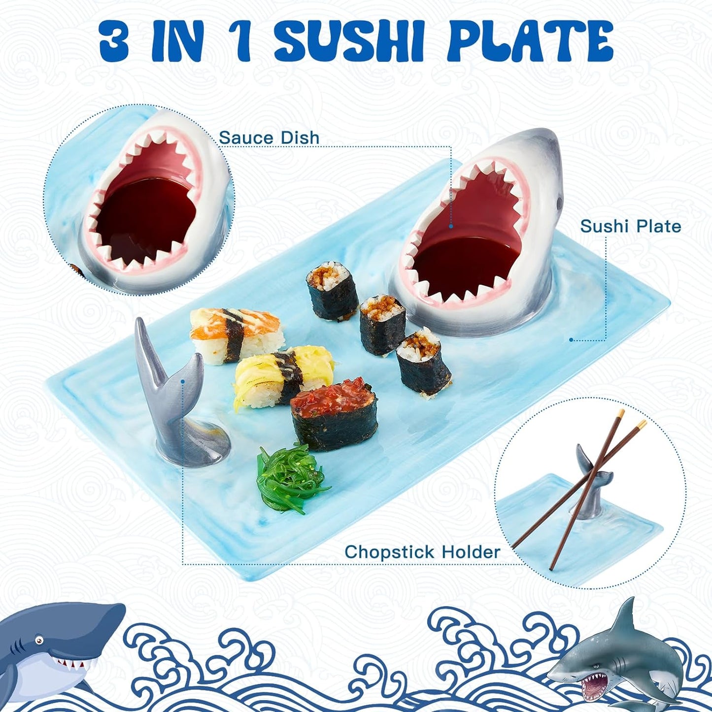 Shark Ceramic Sushi Plate