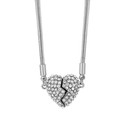 Love Heart With Diamonds Magnetic Necklace