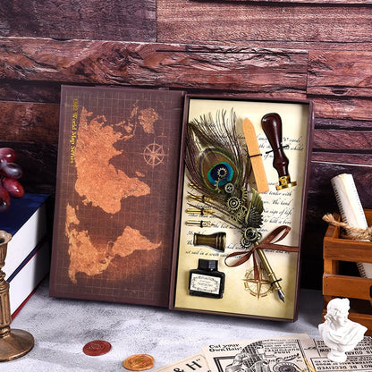 🖋️Retro Feather Old -style Calligraphy Writing Ink Pen Kit