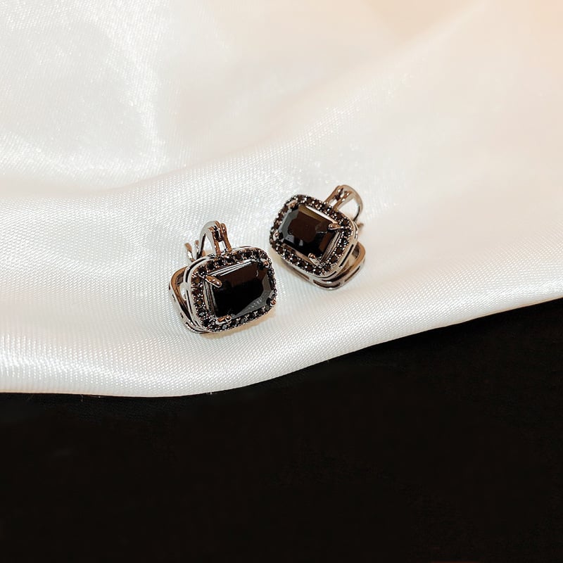 Light Luxury Zircon Square Double-sided Ear Cuff