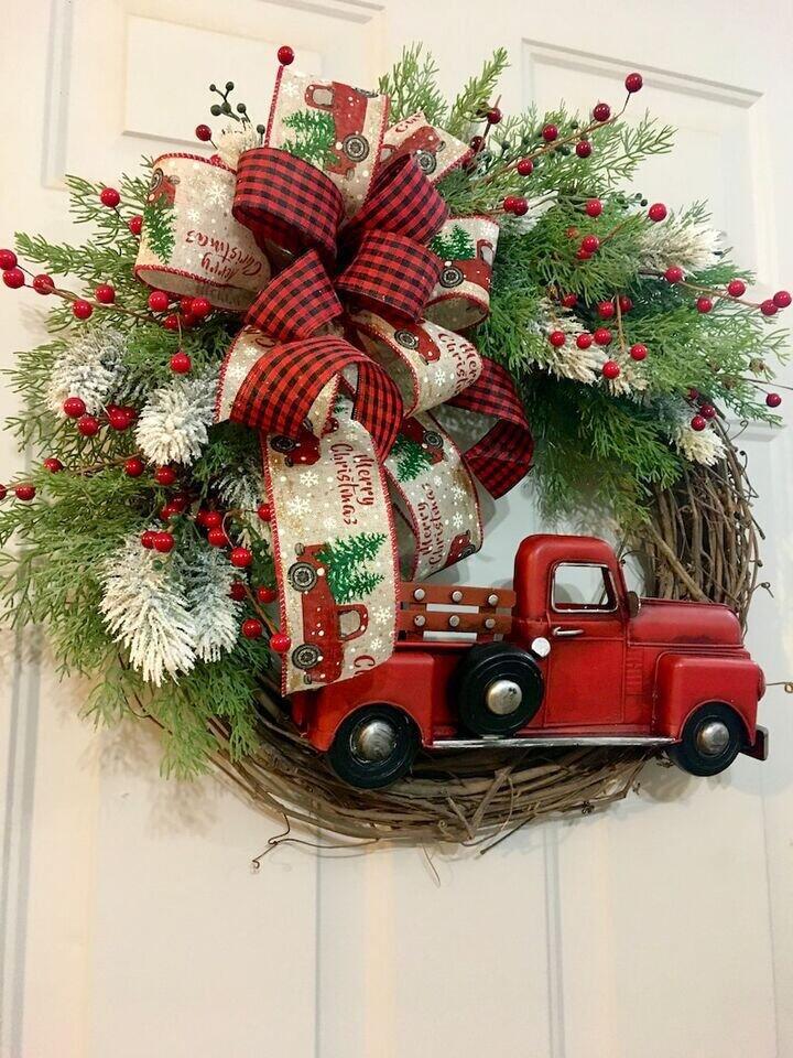 🔥Christmas Flash Sale - 40% OFF--Christmas Red Truck Wreath