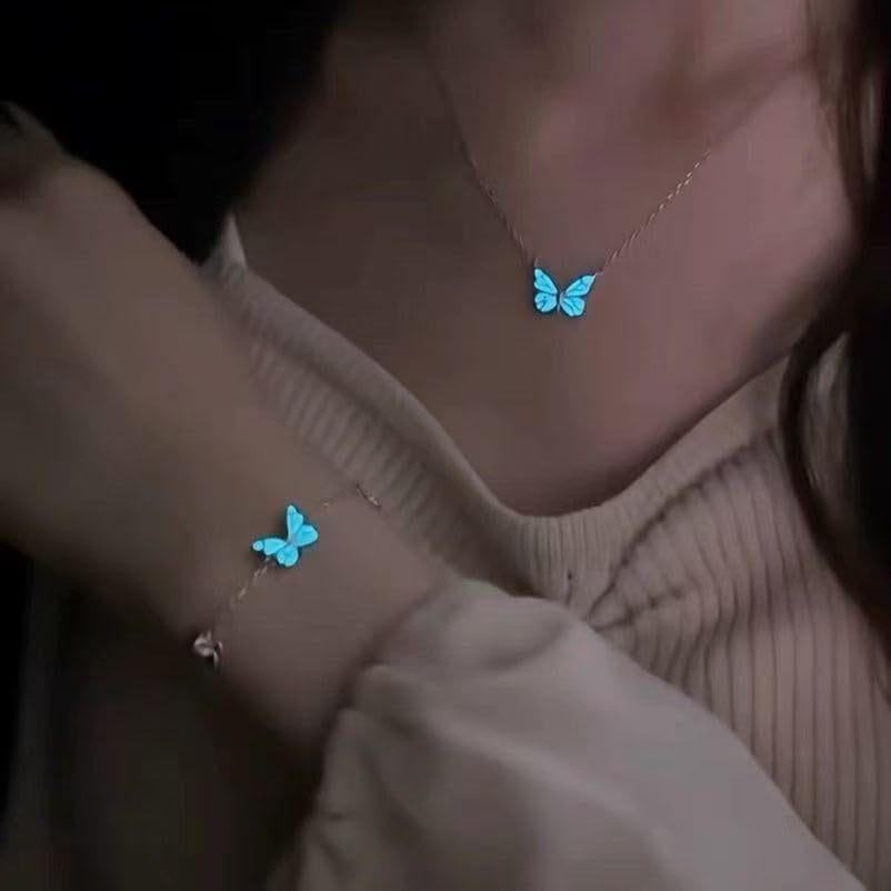 Blue Luminous Butterfly Necklace