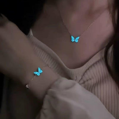 Blue Luminous Butterfly Necklace