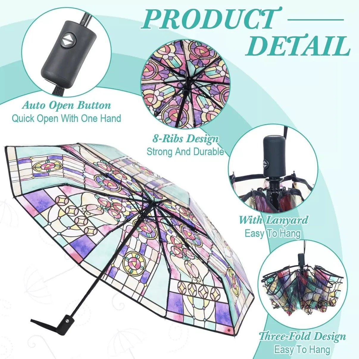 🔥Hot Sale 40% OFF ☔Vintage Stained Automatic Umbrella
