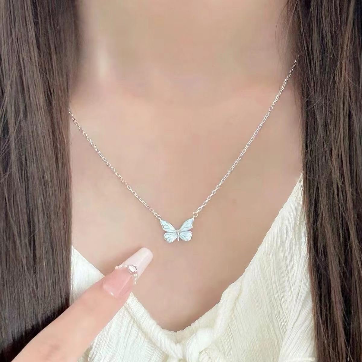 Blue Luminous Butterfly Necklace