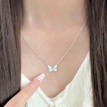 Blue Luminous Butterfly Necklace