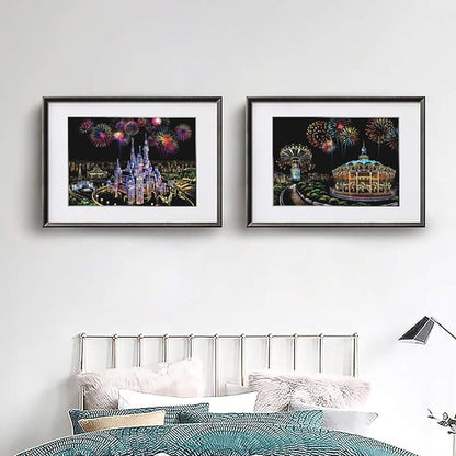 Scratch Paper Rainbow Painting Sketch Pads DIY Art Craft Night View