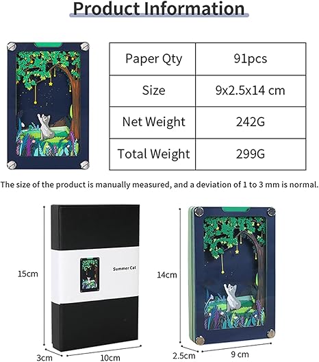 Starry Night Cat 3D Paper Sculpture Panoramic Notepad