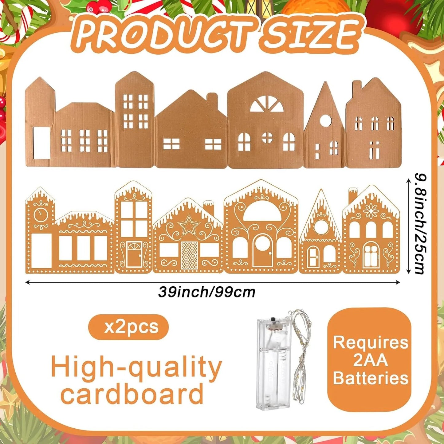 💥Last Day Sale 49% Off🏠LED Christmas Gingerbread House Cardboard Kit🎄