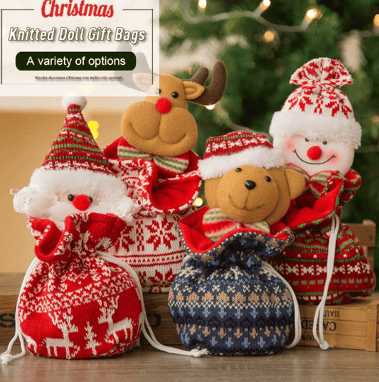 (🎉Christmas Pre Sale-Further Reductions Now) Christmas Knitted Doll Gift Bags (BUY MORE SAVE MORE)