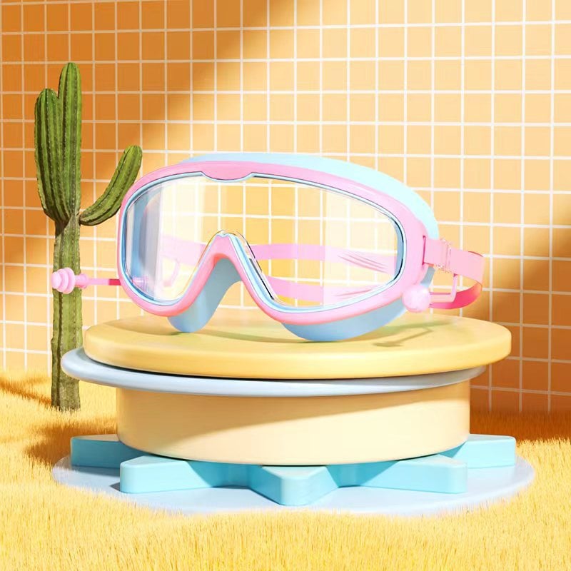 🔥HD children's large frame waterproof and anti-fog swimming goggles