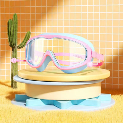 🔥HD children's large frame waterproof and anti-fog swimming goggles