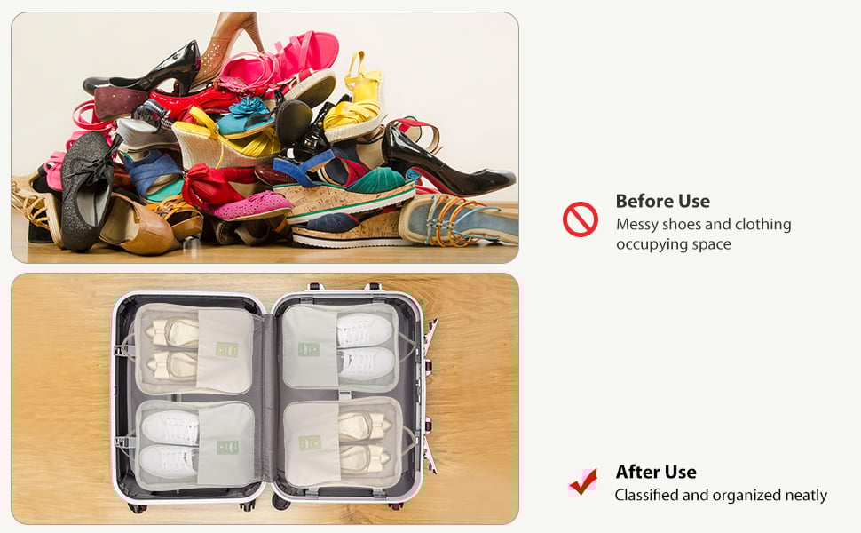 Travel Shoe Bag Holds 3 Pair of Shoes