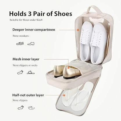Travel Shoe Bag Holds 3 Pair of Shoes