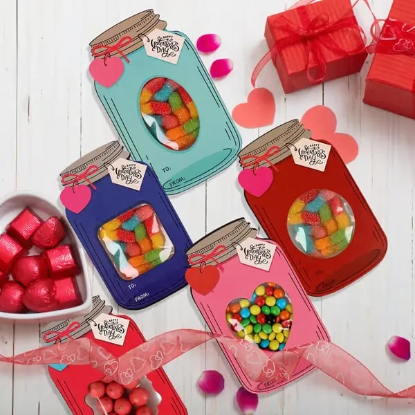 🔥LAST DAY 50% OFF - 💖Mason Jar Happy Valentines Day Cards