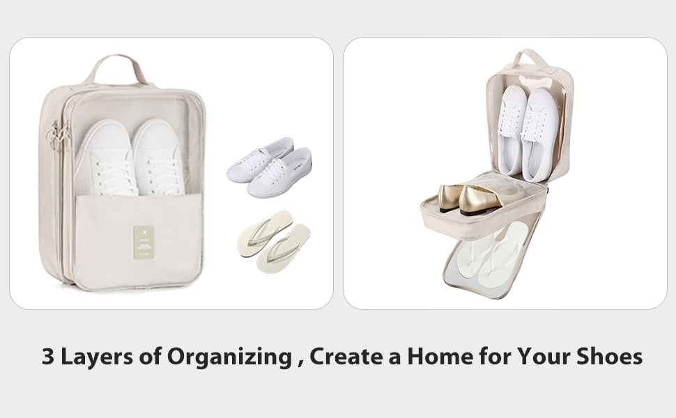 Travel Shoe Bag Holds 3 Pair of Shoes