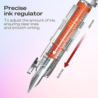Retractable Fine Nib Pens Set Includes 5 Ink Cartridges
