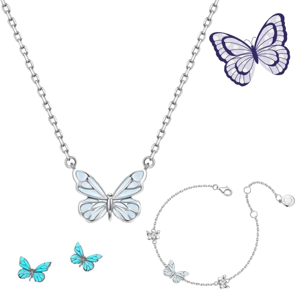 Blue Luminous Butterfly Necklace