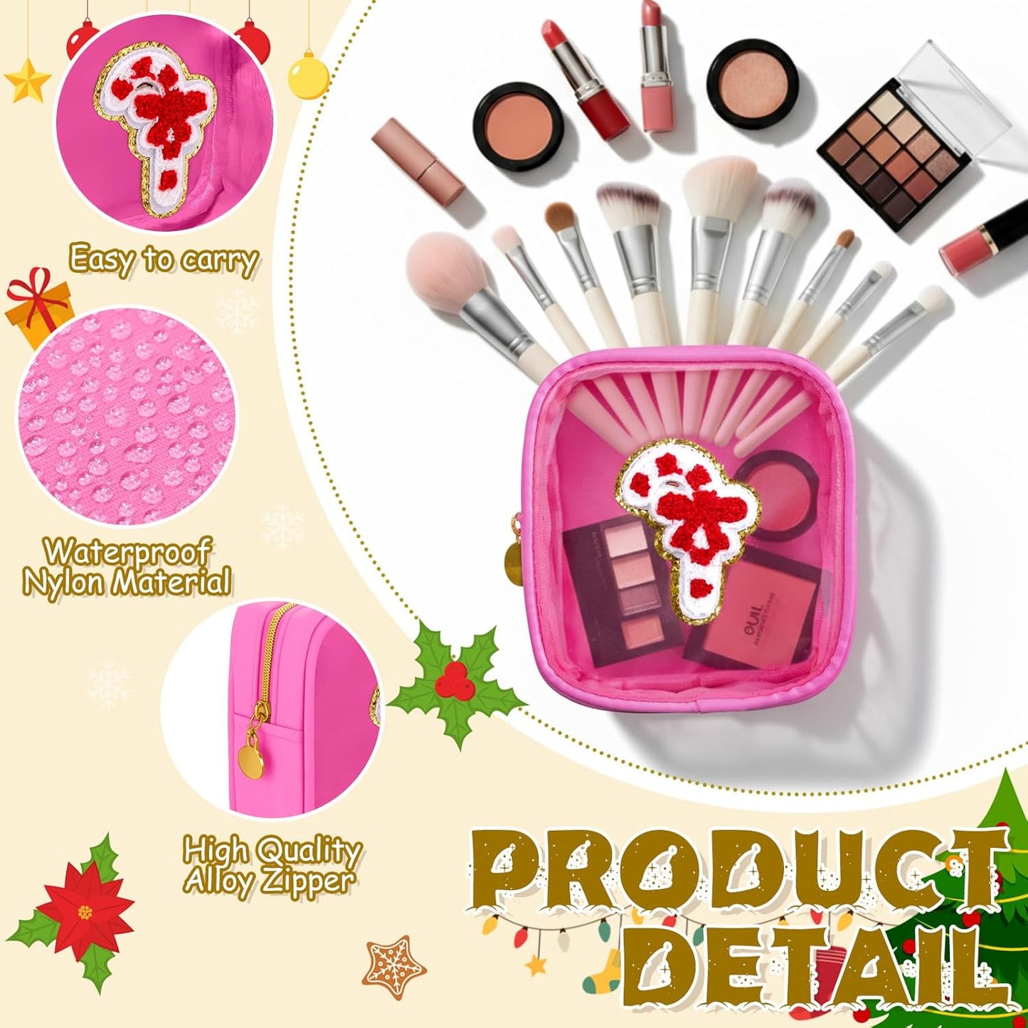 🎄 Christmas Preppy Patch Makeup Bags - Your Festive Style Companion! ✨