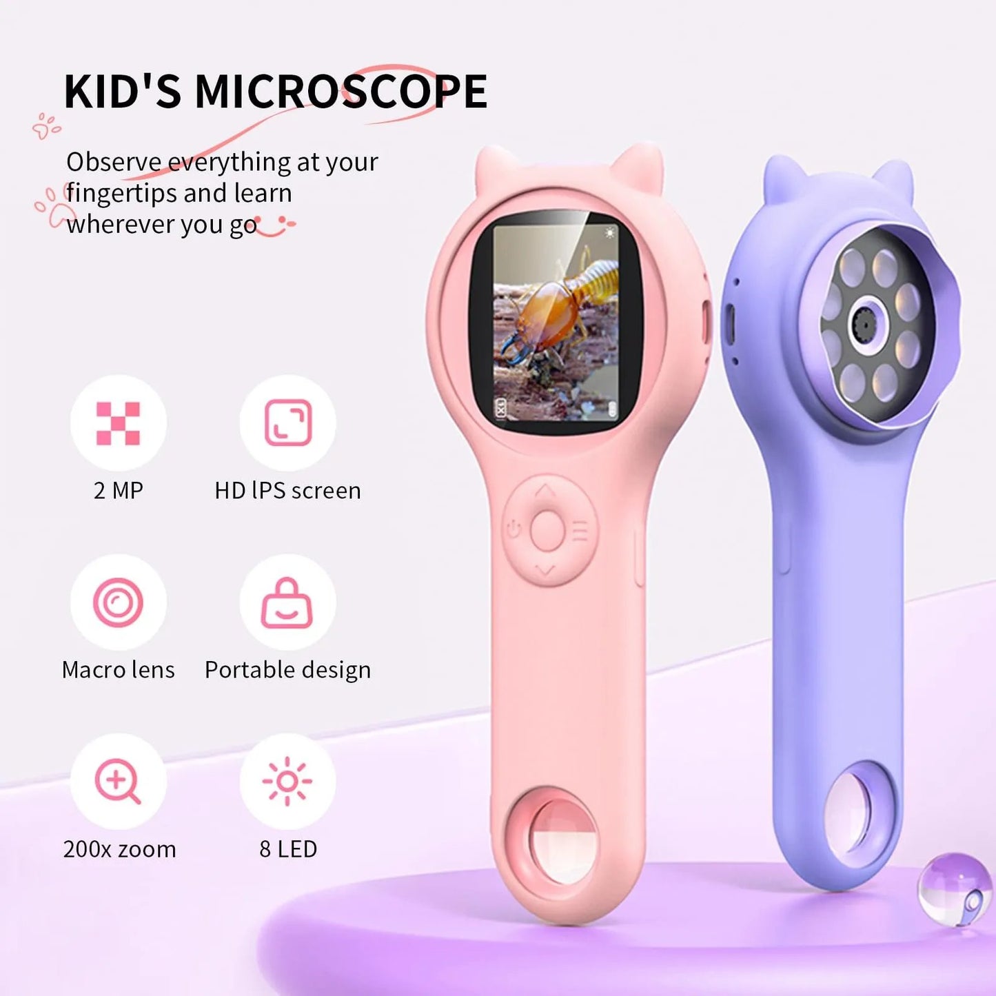 40% OFF🔥Microscope For Kids - Portable Handheld Magnifying Glass For Kids