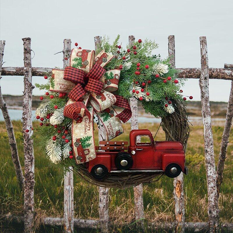 🔥Christmas Flash Sale - 40% OFF--Christmas Red Truck Wreath