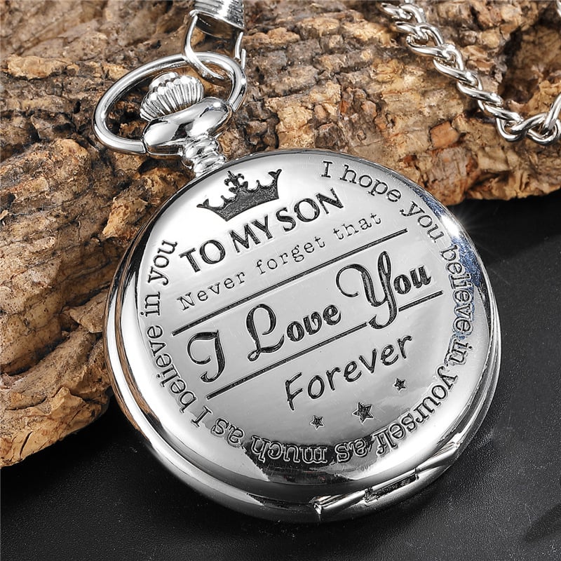 To My Son Quartz Pocket Chain Watch