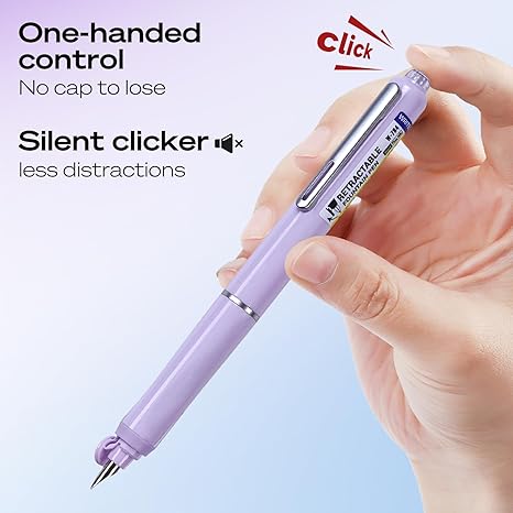 Retractable Fine Nib Pens Set Includes 5 Ink Cartridges